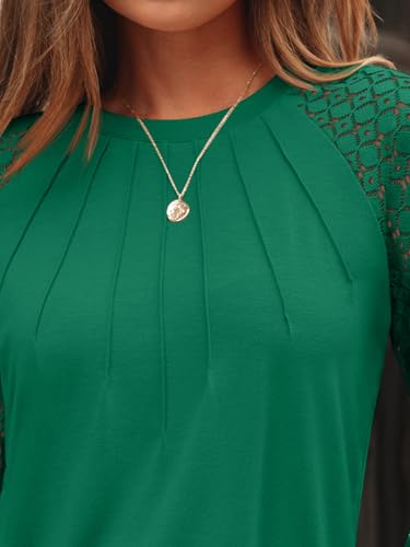 AUTOMET Womens Long Sleeve Shirts Pleated Lace Tops Fall Fashion Outfits Business Casual Blouses