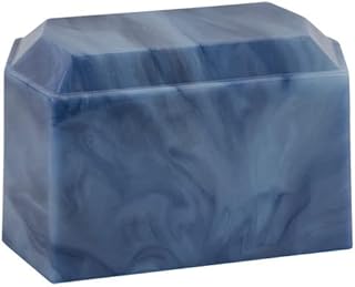 Blue Cultured Marble Urn - Adult Size - Cremation Urn for Human Ashes - Ground Burial, Home Memorial and Funeral Cremation Urns (Versa Blue)