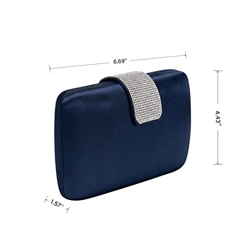 Image of Satin Rhinestones Evening Bags Party Bridal Clutch Purse For Women Prom Clutch