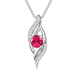 HPQQ Collar de piedra natal para mujer, plata de ley 925, corazón infinito, joyería de amor, día de la madre, aniversario, regalos de cumpleaños para esposa, mamá y ella, Grande, Plata esterlina