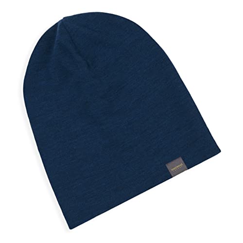 MERIWOOL Unisex Merino Wool Cuff Beanie Winter Hat for Men and Women Navy
