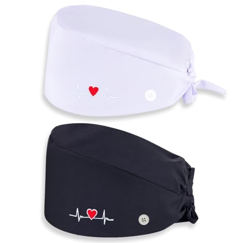YAPKOLV Lot de 2 Calots Chirurgicaux en Tissu, Accessoires Infirmière pour Médecins, Calot Femme et Homme, Confortable et Élégant pour Procédures...