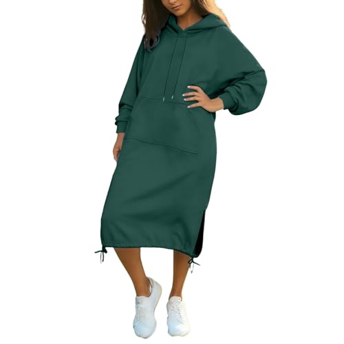 Robe pull à capuche femme WWricotta midi avec cordon de serrage et ourlet fendu élégant