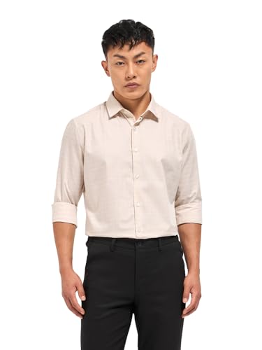 Image of THE BEAR HOUSE Men's Solid Tailored Fit Formal Shirt