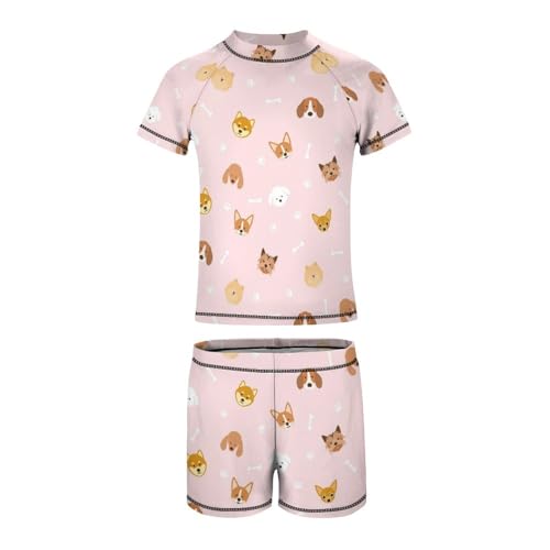 Dog Breeds HeadChildren's Swimsuits Boys Two Piece Suit8-10Y（130cm）3