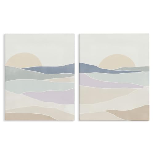 Layered Sunrise Landscape, 16 x 20 Inch Canvas Wall Art Set