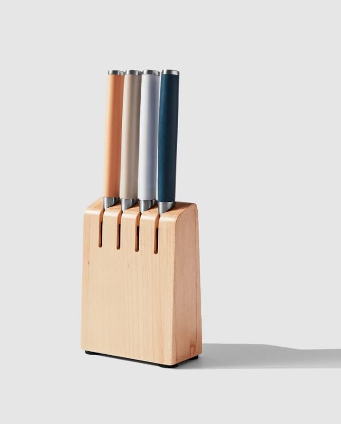 Miniatura 9 de Material, The 5pc Stainless Steel Steak Knives Set, 4 Knives + Holder, Razor Sharp, Matte Finish, Dishwasher Safe, Morel