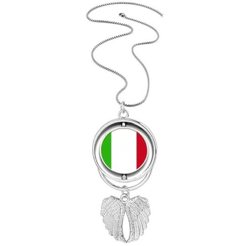 Pendentif drapeau national de l'Italie rotatif, finitions ailes d'ange exclusives