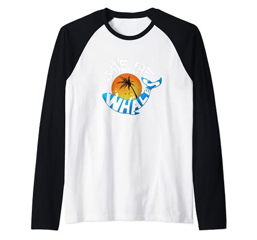 Save The Whales Orca And Killer Whale Raglan Baseball Tee, Black