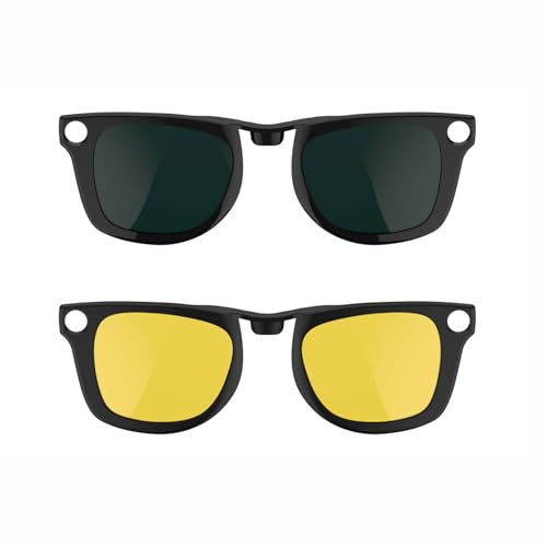 RCstyle Compatible con lentes inteligentes Ray-Ban Meta Wayfarer (estándar) juego de clips que cambian de color 50-22, tamaño M (visión nocturna amarillo, verde), amarillo, 50-22
