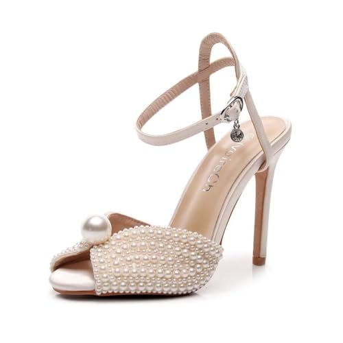 Womens Pearls Wedding Sandals Open Toe Stiletto 4
