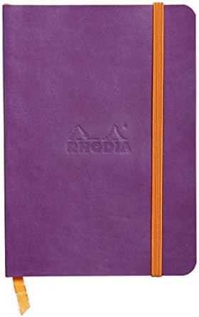 RHODIA 117510C - Purple Flexible Notebook - 19x25 cm - Lined - 160 pages - Clairefontaine Ivory Paper 90 g/m - Bookmark, Elastic Closure - Faux Leather Cover - Rhodiarama Collection