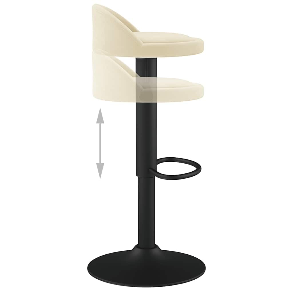 Hothingwell - Taburete de bar, color crema aterciopelado, silla de encimera, regulable en altura con mecanismo de gas, giratorio de 360°, Reposapiés integrado, Base de acero resistente, carga máxima