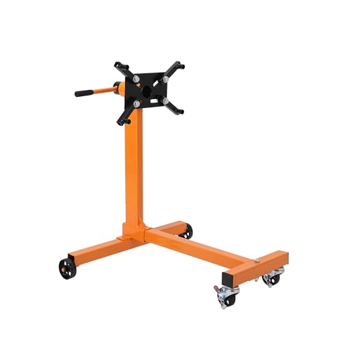1000 LBS (1/2 T) Heavy-Duty Engine Motor Stand with 360° Rotating Adjustable Head, Cast Iron Hoist Dolly, 4-Caster Wheels, 4 Extendable Arms for Vehi