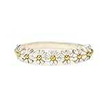 Story Jewellery I Think About You Every Daisy Ring for Women, Daisy Sunflower Rings for Women, Silver Plated Daisy Jewelry Gifts for Mother Daughter Friends, Birthday Christmas Valentines Gifts(Silver 07)