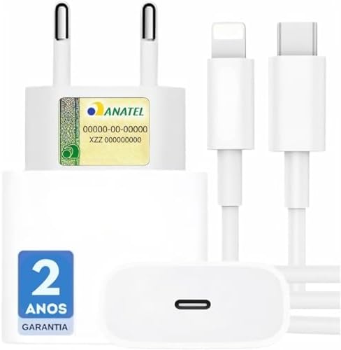 Carregador Turbo 25W + Cabo e Fonte, Compatível com iPhone, iPhon...
