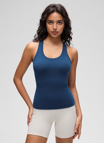 Image of CRZ YOGA Butterluxe Racerback Tank Waist Length | Yoga, Extremely Soft, Tight Fit, Scoop Neck, Sleeveless Tops for Women