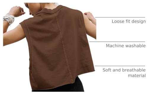 Image of HUGOOME Women Workout Tank Tops Oversized Crop Sleeveless Tee Loose Fit Boxy Basic Yoga Active Summer T Shirts Gym 2026