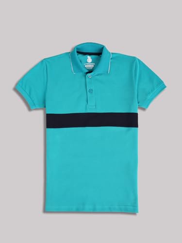 Image of Li'l Tomatoes Boys Pique Polo T-Shirt | Solid Collar Half Sleeve Casual Summer Wear | Soft & Breathable Cotton Blend | 3-15 Years
