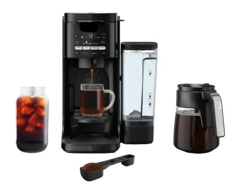 Ninja DualBrew Grounds & Pods Hot & Iced Coffee Maker with Rapid Cold Brew (model CFP 150), 4 Brew Style Choices, Foldable Single Serve Platform, Keep Warm Function, color Black