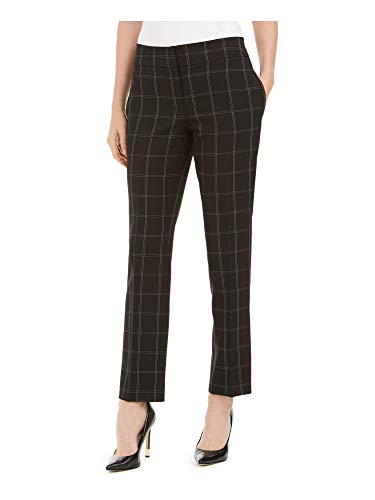 Kasper Womens Pinstripe Plaid Wide Leg Pants Black 18