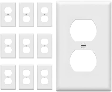ENERLITES Duplex Wall Plates Kit, Electrical Outlet Covers, Standard Size 1-Gang 4.50" x 2.76", Unbreakable Polycarbonate Thermoplastic, Electric Receptacle Plug Covers, 8821-W-10PCS, White, 10 Pack