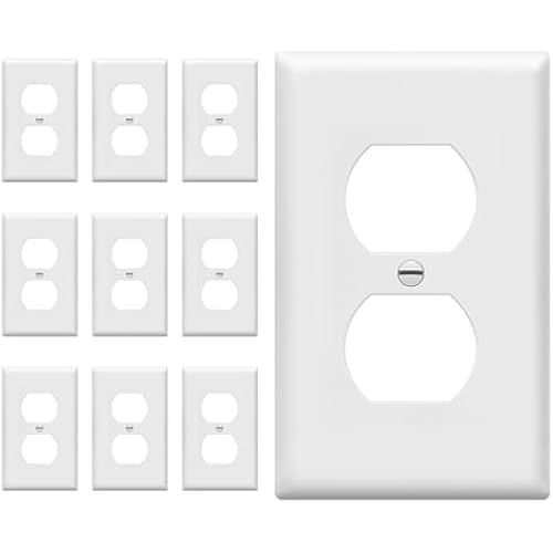 ENERLITES 10 Pack Outlet Covers Wall Plate for Duplex Receptacle, White
