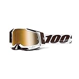 100% Racecraft 2 Mountain Bike & Motocross Goggles - MX and MTB Racing Protective Eyewear (Snowbird - Mirror True Gold Lens)