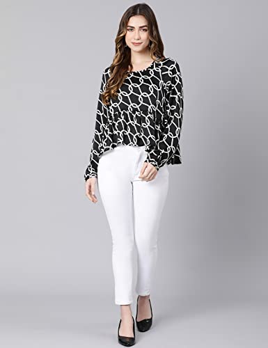 Image of oxolloxo Black Fleek Satin Printed Women top