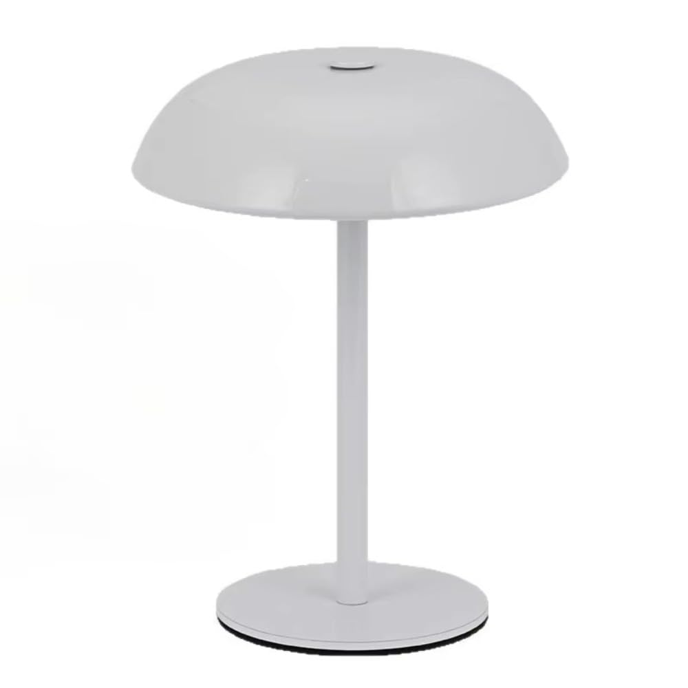 Metal Mushroom Table Lamp, Touch Control 3 Colors Cordless Rechargeable LED Bedside Lamp for Bedroom Living Room Home Decor(White)