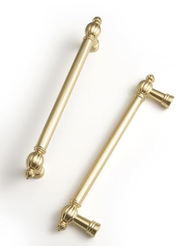 Brushed Gold Zinc Alloy Cabinet Pulls - 5"(128mm) Hole Center Classic Vintage Drawer Handles,Kitchen Cupboard Bathroom Dresser Cabinet Hardware Handles (2, Brushed Gold, 5"(128mm)Hole Centers)