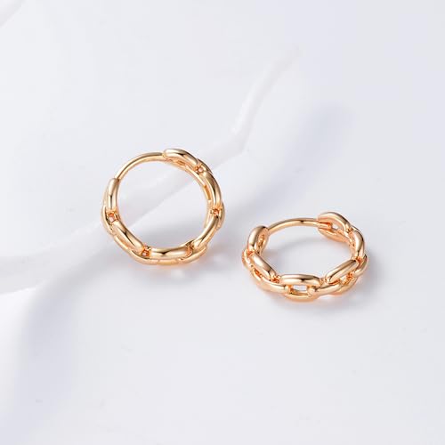 FETTERO Gold Huggie Hoop Earrings for Women Gold Plated Dainty Hypoallergenic Earrings Twist Link Hoops Simple Minimalist Earring Jewelry for Women4