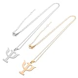RORPOIR Collar Colgante para Mujer 2 Piezas Acero Titanio Símbolo Psicológico Candelabro Letras Dorado y Plateado Joyas Sencillas Decorativas para Uso Diario y Obsequio