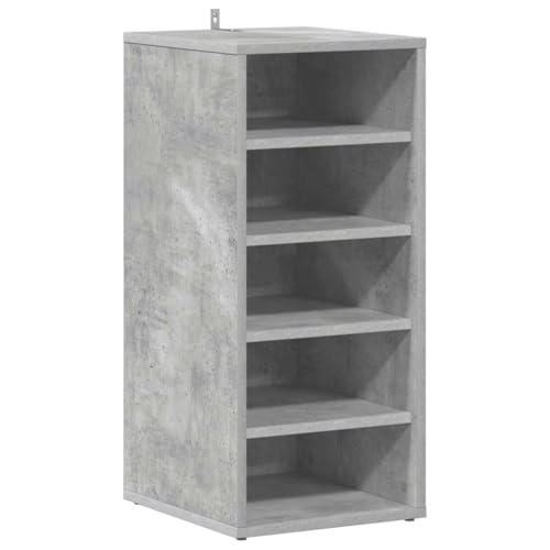 Armoire à chaussures bois gris béton meuble de rangement 5 compartiments - 4