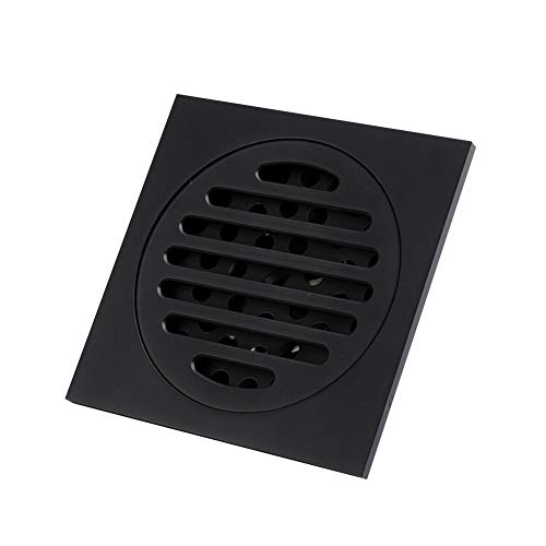 WYMNAME Square Shower Drain Channel Washing Machine, Black Copper Anti-Odor Shower Drain Hair Trap Large-Displacement Anti-Clogging Shower Drainage grates-A L:10xW:10cm