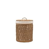 Arthur Cameron - Padma Handwoven Seagrass Laundry Basket with Lid – Stylish Laundry Hamper with Lid and Removable Cotton Liner – Oval Woven Laundry Storage perfect for Bedroom, Bathroom (Large)