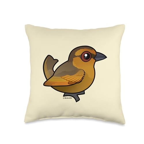 Cute Cartoon Brown Tanager Birdorable Bird Species Throw Pillow