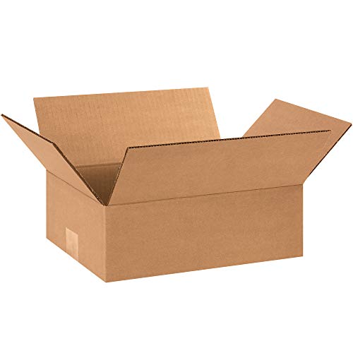 Aviditi Flat Corrugated Box, 12" L x 9" W x 4" H, Kraft