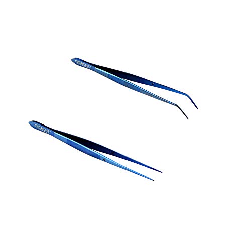 O'Creme Stainless Steel Culinary Tweezer Tongs, Curved & Straight