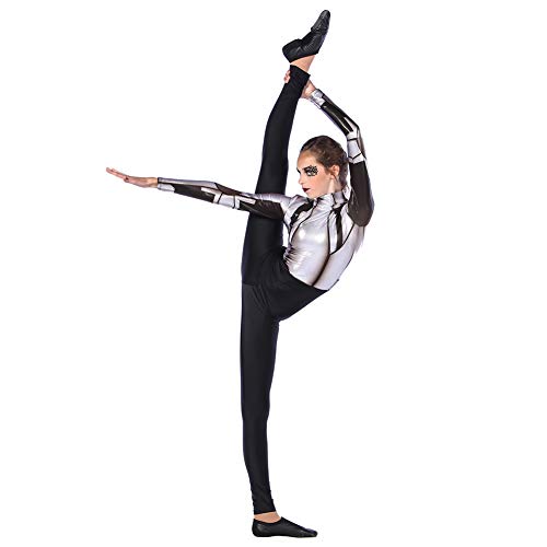 Alexandra Collection Womens Metallic Foil Miss Robotic Dance Unitard