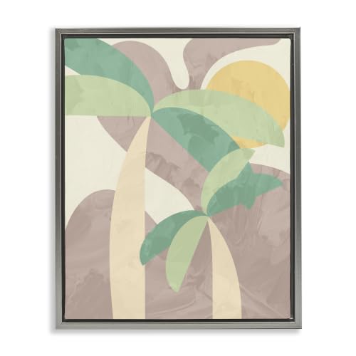 Abstract Tropical Palm Shapes, 24 x 30 Inch Canvas in Floater Frame