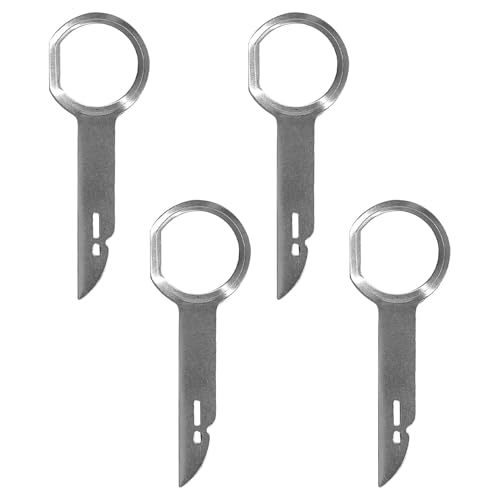 ZFRITP 4 Pièces Cle Extraction Autoradio, Demontage Outil Demontage Garniture Voiture Universel, Acier Inoxydable Clef Extraction Autoradio, Compatible Convient À La Plupart des Voitures