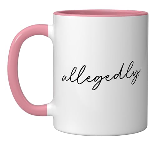 Taza cerámica divertida rosa y blanca 11 oz miniatura 1