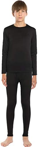 ViCherub Thermal Underwear Set for Boys Long Johns Fleece Lined Kids Base Layer Thermals Sets Boy Black XS