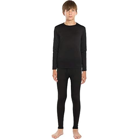 ViCherub Thermal Underwear Set for Boys Long Johns Fleece Lined Kids Base Layer Thermals Sets Boy - black - Small Cover