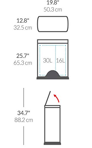 Simplehuman CW1830 Rectangular Dual Compartment Recycling Kitchen Step Trash Can thumb #6