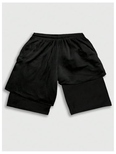 SHENHE Men's Y2k Goth Shorts 2 in 1 Mesh BasketballTrack Shorts Streetwear with Liner2