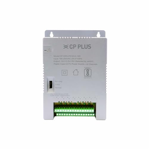 Image of CP PLUS 16 Channel CCTV Power Supply SMPS | 12V 8A High Efficiency Adapter with LED Indicators | EMI Filter | Overload & Short Circuit Protection for Dome, Bullet & PTZ Cameras |CP-DPS-PD16V2-12D