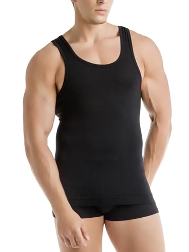 Relaxsan Zero 3040 (Negro, XXL) Camiseta Térmica de Tirantes Anchos Hombre Lana Merino
