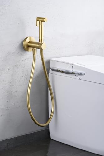 MICE - Robinet monocommande encastré pour bidet - Douche hygiénique encastrée - Robinetterie de salle de bain pour bidet pour eau chaude/froide Série Line Or Brossé-RDD038/OC